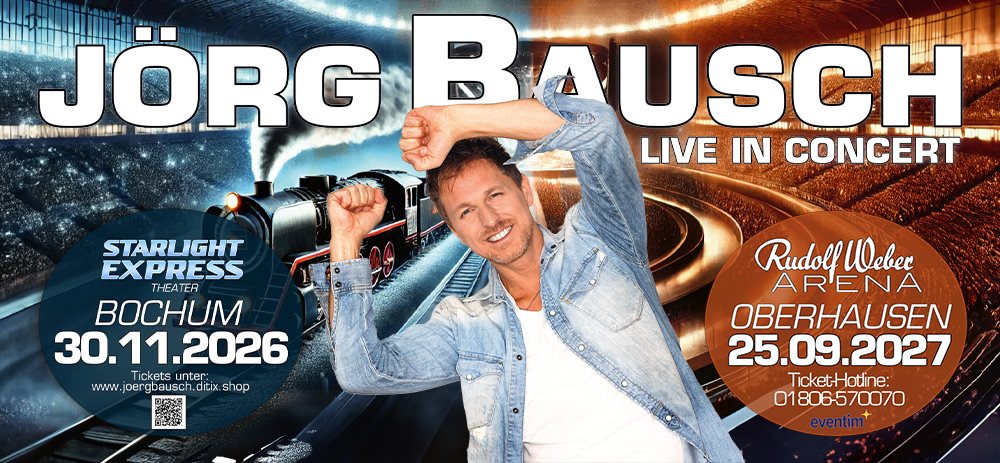 Offizielles Jörg-Bausch-Konzertmotiv mit Bochum am 30. November 2026 und Oberhausen am 25. September 2027